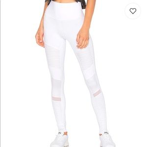 Alo Yoga High Waist Moto Legging in White/Glossy Size Medium.